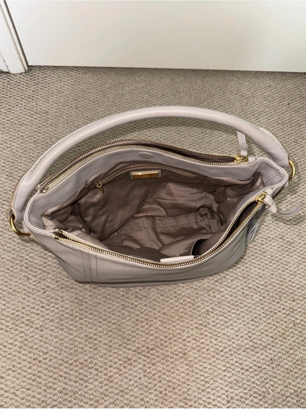 JCrew Women's Leather Hobo Bag with Tassel Accent